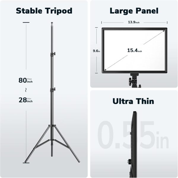 646fd8a8d2a748b18431c270d0b1a4ed D50 LED Video Light Panel Lights 15.4", 2 Packs 45W 3000K-8000K Bi-Color Dimmable Photography Lighting, CRI 96+ Videography Lighting for Video Shooting/Gaming/Live Stream/Studio/Film