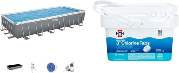 656da3b96fd34ee582276f60f08ec404 Bestway Oval Above Ground Pool Set (10' x 6'7" x 33")| Includes Filter Pump & ChemConnect Dispenser