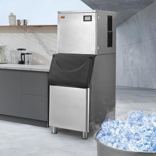 65eda97e8c55488a9811d5c26fc0fe50 VEVOR Commercial Ice Maker, 360LBS/24H Ice Making Machine with 330.7LBS Large Storage Bin
