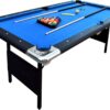 Hathaway Fairmont 6 Ft Portable Pool Table, Adults Folding Billiards Tables for Game Room with Easy Foldable Storage, Includes Full Set of Billiard Balls, Cues, Chalk & Brush