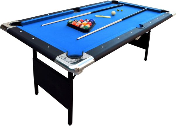 66383fb03daf4cb7aa18ebf71d58c5ab Hathaway Fairmont 6 Ft Portable Pool Table, Adults Folding Billiards Tables for Game Room with Easy Foldable Storage, Includes Full Set of Billiard Balls, Cues, Chalk & Brush