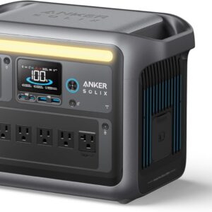 Portable Power Station with 200W Solar Panel, 1800W Solar Generator, 1056wh LFP (LiFePO4) Battery, 6 AC Outlets, Up to 2400W for Home, Power Outages, and Outdoor Camping
