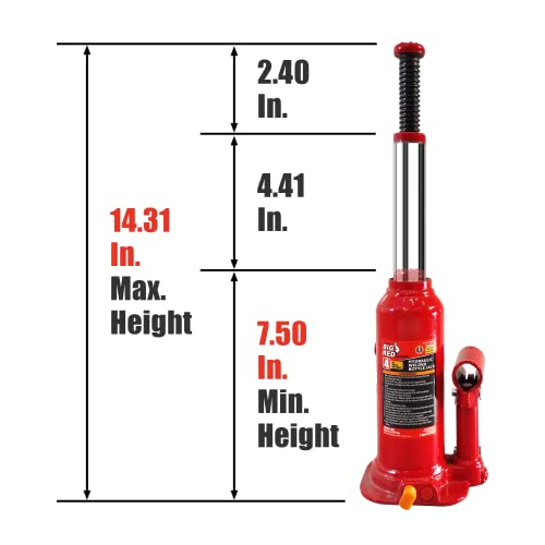 678d28a98cf24e7cba80a6db1f104ed1 Torin T90413 Big Red Hydraulic Bottle Jack with Carrying Case, 4 Ton (8,000 lb) Capacity