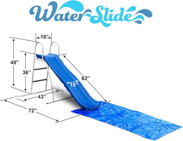 67cf015cd89d43a1a24ff9ae5e0378ee XDP Recreation 6 Foot Water Wave Slide with Built In Adjustable Sprinkler, Freestanding with Ground Pad and Hose Extension for Lawn Fun, Ages 3 to 8