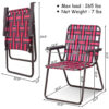 Canddidliike 6 Pieces Folding Beach Chair Camping Lawn Webbing Chair-Red, Folding Aluminum Webbed Lawn Chairs with Detachable Cup Holder
