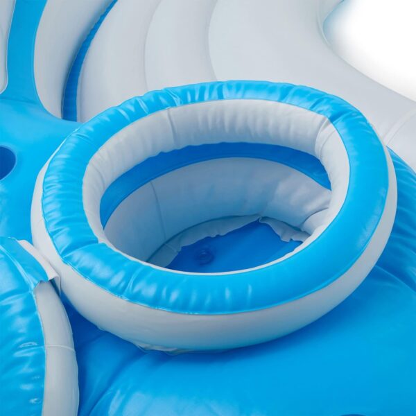 683c1cd3317d4a8e98f771e7ec441660 56299EP 145 x 125 x 20 Inch Splash N Chill Inflatable Lake and Pool Relaxation Island Lounger Seat for up to 7 Adults, Blue and White