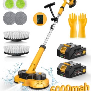 6000mAh Battery Electric Mop M1, 800RPM Cordless Electric Power Scrubber & Mops for Floor Cleaning, Best Automatic Spin Mops with Smart Display,Rotating Mop with LED Light & Water Spray-qimedo