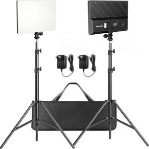 D50 LED Video Light Panel Lights 15.4", 2 Packs 45W 3000K-8000K Bi-Color Dimmable Photography Lighting, CRI 96+ Videography Lighting for Video Shooting/Gaming/Live Stream/Studio/Film