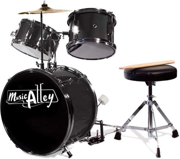 68bacbb8e4da4ceabd2a7d9445bccea6 Music Alley 3 Piece Kids Drum Set with Throne, Cymbal, Pedal & Drumsticks