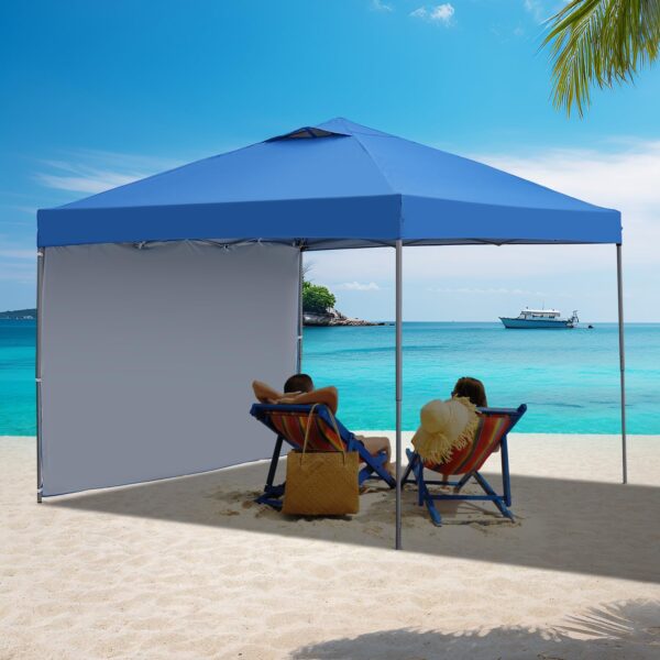 68bdb22ada90401ebe870f54c4d91074 10x10 Pop Up Canopy Tent, Outdoor Canopy Tent, Patio Tent,Commercial Instant Gazebos,4 Sidewalls, Portable Shelter Canopies, with 4 sandbags, Blue.