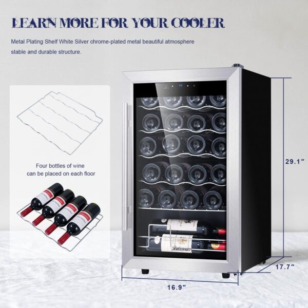 690543c5068f409faa075f498cf5a725 24 inch Wine Cooler, 46 Bottle - Dual Zone Built-in or Freestanding Fridge with Stainless Steel Reversible Glass Door, for Home, Kitchen, or Office.