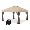 10x10 Pop up Canopy Including 4 Removable nettings, 4 Ropes, 8 Stakes, 4 Weight Bags