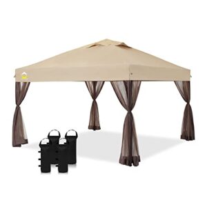 10x10 Pop up Canopy Including 4 Removable nettings, 4 Ropes, 8 Stakes, 4 Weight Bags