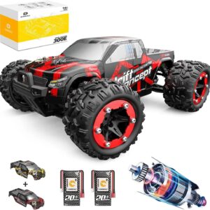 Remote Control Car for Kids Adults 60KM/H 4x4 Power 1:18 Scale Brushless Motor, Hobby Electric Monster RC Truck All Terrain off Road 2 Batteries Outdoor Play