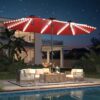 15ft Patio Umbrella with Solar Lights, Large Double Umbrella Outdoor, Rectangle 180''x106'' Umbrellas with 156 PCS LED Lights and Crank Handle for Backyard Deck Pool Shade in Black(1.9" Pole)