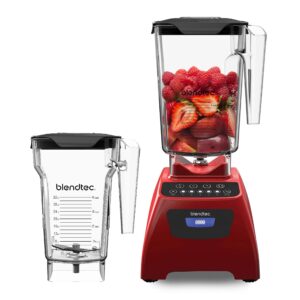 Blendtec Classic 575 Blender, 90 oz WildSide+, and 75 oz FourSide Blender Jar - Kitchen Blender Bundle- Poppy Red