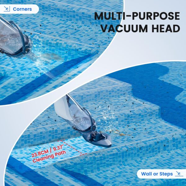 6a729ccf7d384a0e93dee031fd6eeaa7 Pool Vacuum for Above Ground Pool with a Telescopic Pole, Running time up to 1H, T403 Handheld Rechargeable Pool Cleaner with Powerful Suction up to 18.5 gallons/min, Ideal for Leaves, Debris
