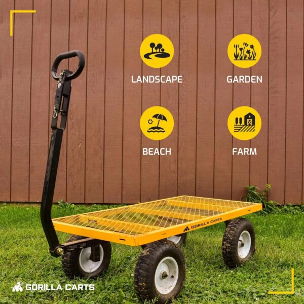 6a7f2e6fc0df4f2b82fe911af971f5c6 7 Cu Ft Heavy Duty Steel Utility Cart, with Steel Mesh Bed 1200 Pound Hauling Capacity, for Outdoor, Yard Camping, Yellow