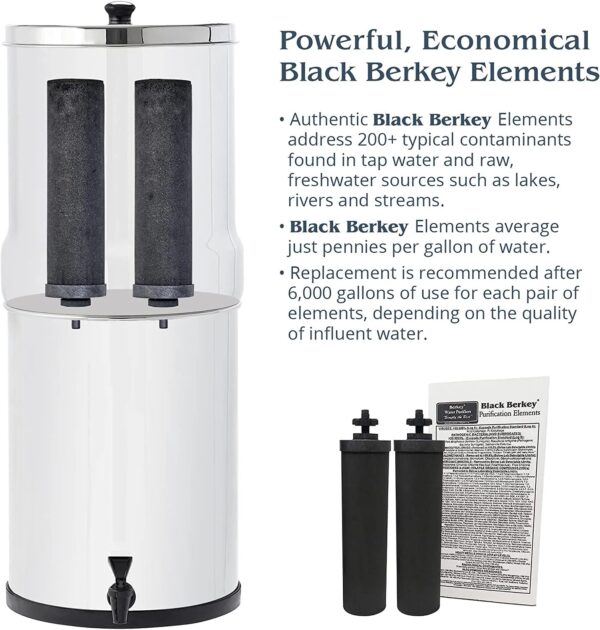 Travel Berkey Gravity-Fed Water Filter with 2 Black Berkey Purification Elements & Berkey Primer Combo Set