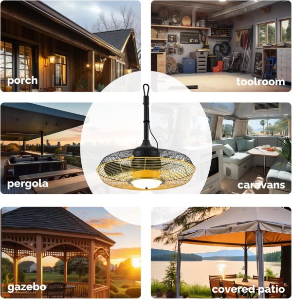 6aa541403fdf487b8109de42902a2e49 Outdoor Ceiling Fan with Light, Plug in Ceiling Fan with Remote, Gazebo Fans Outdoor Hanging for Patios Waterproof, Wet Rated Hanging Fan with App Control