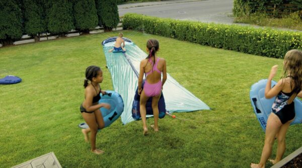 6b109b1600e54be3acfd1c66d5c56705 TEAM MAGNUS 31ft Slip n Slide with 500CL Inflatable Crash pad. Slip and Slide for Kids Ages 8-12 in Heavier, 0.22mm PVC with Adjustable sprinklers (372" L x 63" W x 10" H)