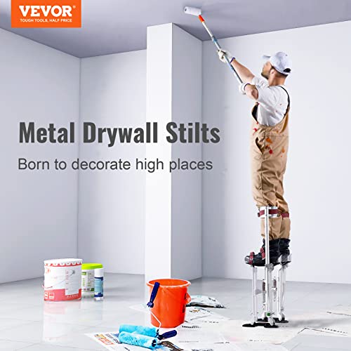 6b358682aa1d48a3b5ed01e75b38a512 VEVOR Drywall Stilts, 18''-30'' Adjustable Aluminum Tool Stilts with Protective Knee Pads