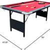 Hathaway Fairmont 6 Ft Portable Pool Table, Adults Folding Billiards Tables for Game Room with Easy Foldable Storage, Includes Full Set of Billiard Balls, Cues, Chalk & Brush