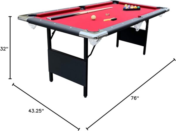6b3f26a750254a92919d8f18dfb5b228 Hathaway Fairmont 6 Ft Portable Pool Table, Adults Folding Billiards Tables for Game Room with Easy Foldable Storage, Includes Full Set of Billiard Balls, Cues, Chalk & Brush
