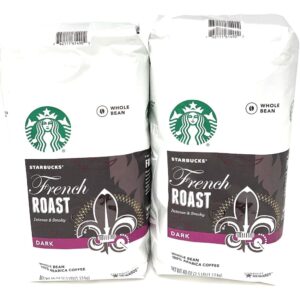 Starbucks French Roast Whole Bean Coffee, 80 Oz, Intense & Smoky Flavor, 2 x 40 Oz Packs