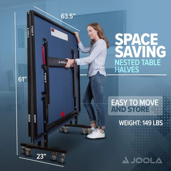 6bb37625f76644b88ae30601d6b80be7 JOOLA Inside Professional MDF Indoor Ping Pong Table with Quick Clamp Table Tennis Net and Post Set - 10 Minute Easy Assembly - Tournament Quality - Foldable with Single Player Playback Mode