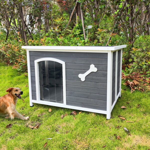 Outdoor Dog House, Large Wooden Waterproof Dog Cage, Windproof Warm Dog Kennel Easy to Assemble