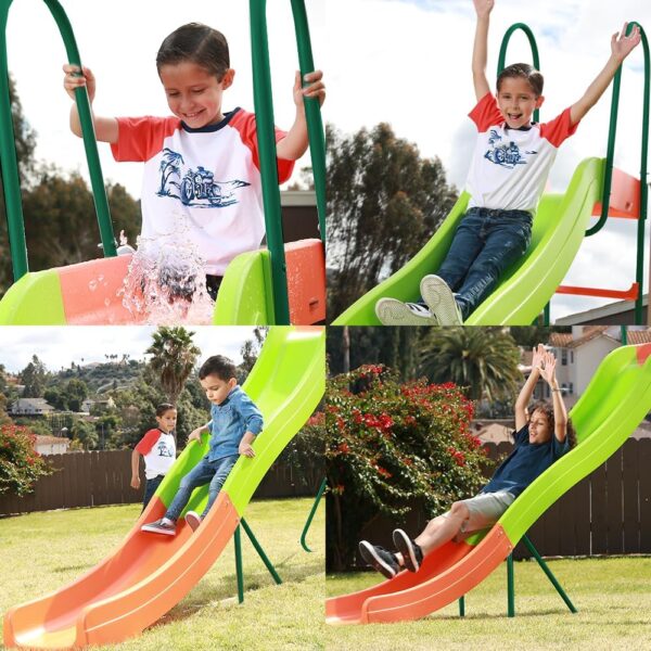 6bbd946a5243423ba821d1f7a17cf2d3 Outdoor Playground Slide, Big Backyard Freestanding Plastic Slide, 10 ft Outdoor Swing Set Slide for Kids Ages 4-8