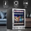 24 inch Wine Cooler, 46 Bottle - Dual Zone Built-in or Freestanding Fridge with Stainless Steel Reversible Glass Door, for Home, Kitchen, or Office.