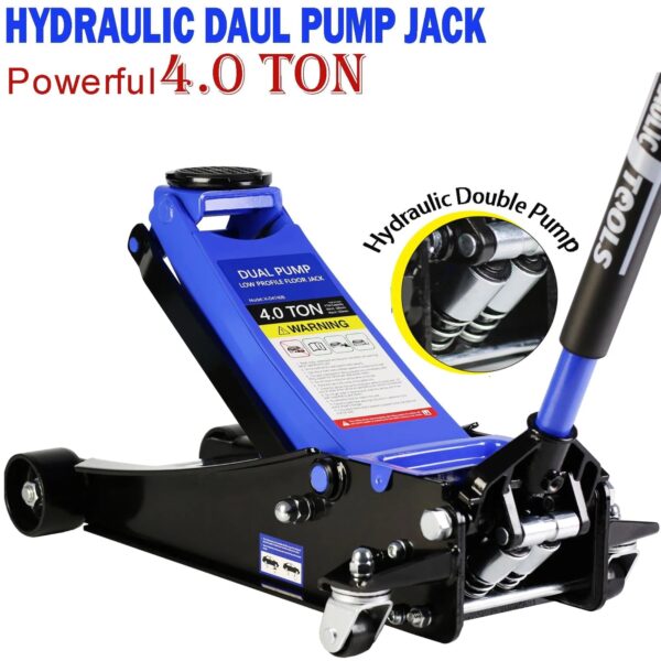 6c37cb8e52244204b7852e0c227eea7e 4-Ton Floor Jack, Low Profile Car Jack, Heavy-Duty Trolley Jack Car Lift with Dual Pump Pistons, Lifting Range 4"-21", 8000LBS