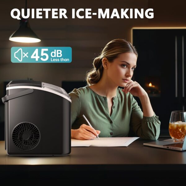 6c4ff92708424abeb57e2dadc6811d7c Nugget Ice Maker Countertop with Handle, Ready in 6 Mins, 34lbs Per Day, Removable Top Cover, Auto-Cleaning, Portable Sonic Ice Maker with Basket and Scoop, for Home/Party/RV/Camping (Black)