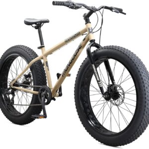 Mens and Women Fat Tire Mountain Bike, 26-Inch Bicycle Wheels, 4-Inch Wide Knobby Tires, Steel Frame, 7 Speed Drivetrain, Shimano Rear Derailleur, Disc Brakes