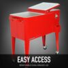Permasteel 80-Qt Classic Outdoor Steel Patio Cooler on Wheels, Beverage Rolling Cart, Red