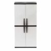 HDX Gray Plastic Freestanding Garage Cabinet, 35′′W x 71′′H x 18′′D, with Adjustable Shelves and Lockable Doors