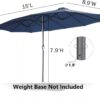 15ft Patio Umbrella with Solar Lights, Large Double Umbrella Outdoor, Rectangle 180''x106'' Umbrellas with 156 PCS LED Lights and Crank Handle for Backyard Deck Pool Shade in Black(1.9" Pole)