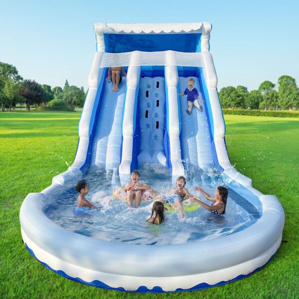 6deed047c39d4dc691a8937f85ab2b74 Large Inflatable Water Slide Swimming Pool Play Center, Commercial Grade Lightweight Premium Water Slide Bounce House 20.6x9.5x9.3Ft for Kids and Adults (with Blower)