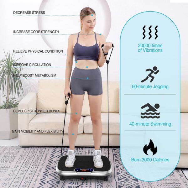 6e55d6b24c064e0b8d6614c432910cd9 Vibration Plate Fitness Platform Exercise Machine Vibrating Lymphatic Drainage Shaking Full Body Shaker Workout Vibrate Stand Shake Board Sport Gym for Weight Loss Fat Burner for Women Men