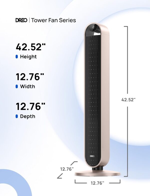 6e72cf32a12a4213984d8f6222e5361d Dreo Tower Fan for Bedroom, 42 Inch 120° Oscillating Fan, 25dB Quiet DC Motor, 28ft/s Velocity Bladeless Standing Fan with 12 Speeds, 4 Modes, 12H Timer Cooling Fans for Home, Living Room, Pilot Max S
