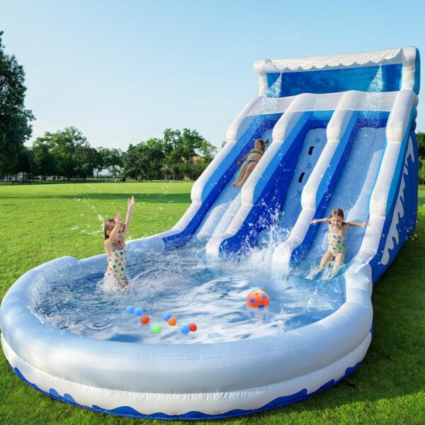 6e74516312b644a792d3b5d3a580f93e Large Inflatable Water Slide Swimming Pool Play Center, Commercial Grade Lightweight Premium Water Slide Bounce House 20.6x9.5x9.3Ft for Kids and Adults (with Blower)