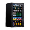 NewAir - 126-Can Beverage Cooler with Glass Door, Adjustable Shelves, 7 Temperature Settings and Lock - Black