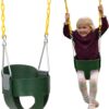 Eastern Jungle Gym Heavy-Duty High Back Full Bucket Toddler Swing Seat | Coated Swing Chains Fully Assembled | Green Swing Set Accessory