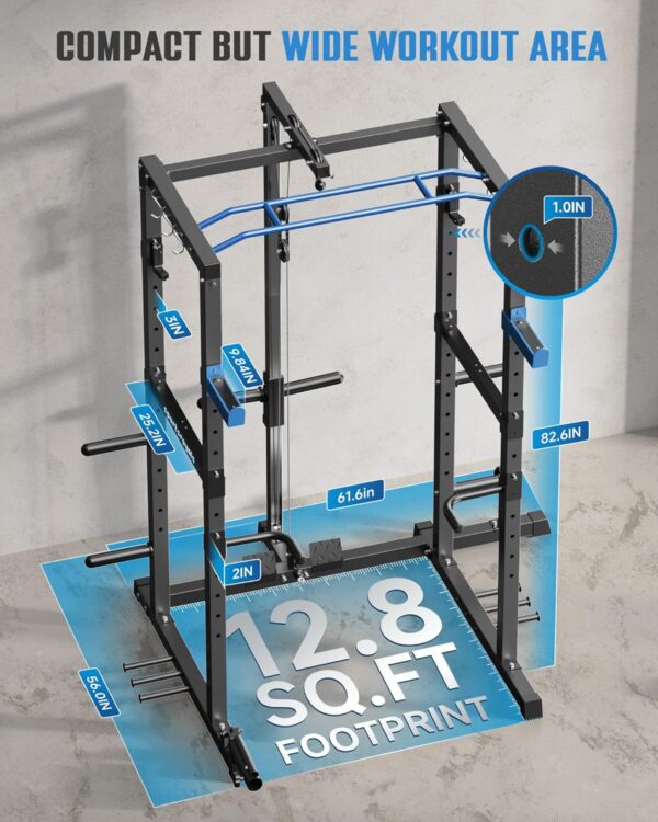 6f1ed5c8e72b49a3b2b17c4ff451db2c Sportsroyals Power Cage,1600lbs Multi-Function Power Rack with Adjustable Cable Crossover System and More Training Attachment, Weight Cage for Home Gym