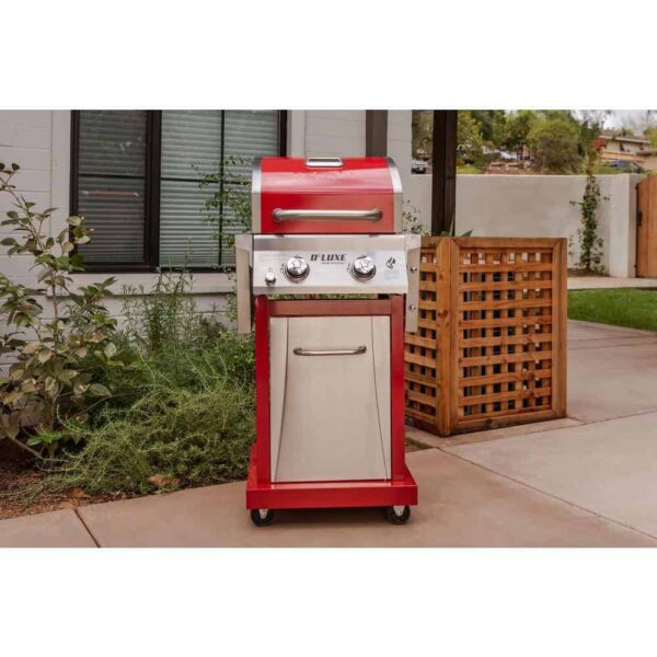 6f2c73ccfba849b6ab8ab0c43c245666 2-Burner Propane Gas Grill, Red – Stainless Steel, 28,000 BTUs, Compact Design