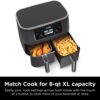 DZ401 Foodi 10 Quart 6-in-1 DualZone XL 2-Basket Air Fryer with 2 Independent Frying Baskets, Match Cook & Smart Finish to Roast, Broil, Dehydrate for Quick, Easy Family-Sized Meals, Grey