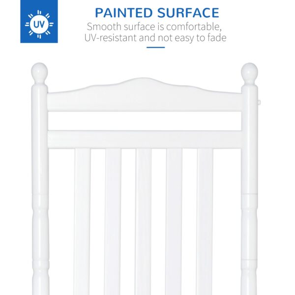 Outsunny Traditional Wooden High-Back Rocking Chair for Porch, Indoor/Outdoor, White