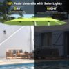 15ft Patio Umbrella with Solar Lights, Large Double Umbrella Outdoor, Rectangle 180''x106'' Umbrellas with 156 PCS LED Lights and Crank Handle for Backyard Deck Pool Shade in Black(1.9" Pole)
